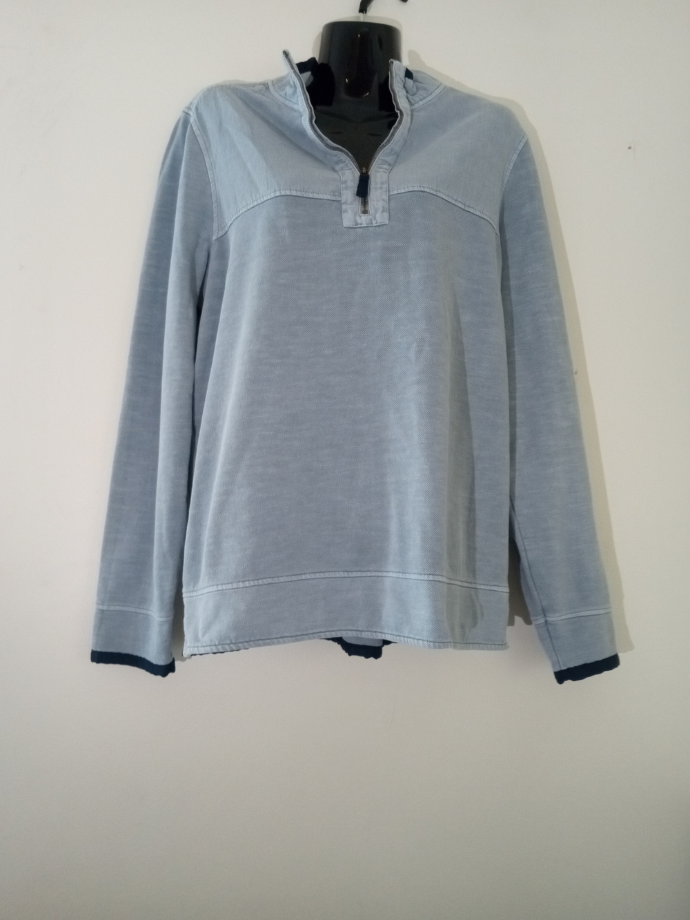 Men's Light Blue Half-Zip Pullover Sweater